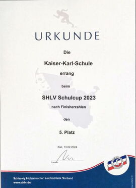 Die Urkunde des SHLV für die KKS